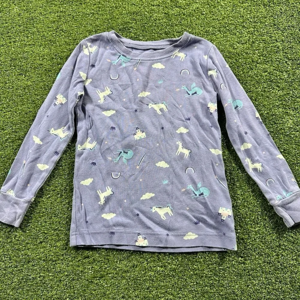 Old Navy Girls Toddler Unicorn Dragon Crown Print Pajama Set 5T